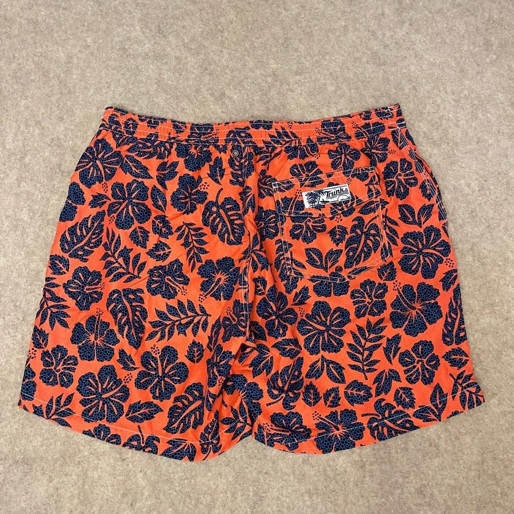 Trunks Surf & Swim Co Orange Hibiscus Swim Trunks 7” Shorts Mesh Lining Men’s XL